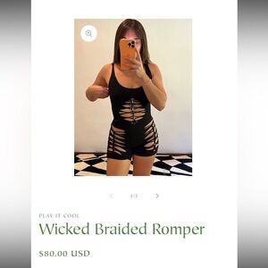 Slit weave romper
